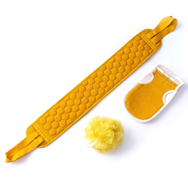 Set bureti de baie, exfolianti, galben, 3 piese