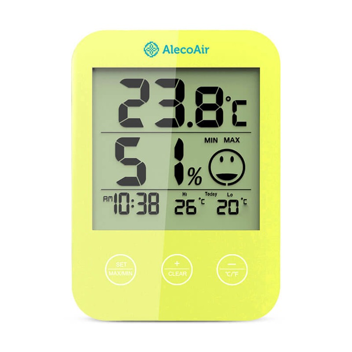 Termohigrometru AlecoAir M04 Yellow, Display digital, Diagrama de confort, Schimbarea modului de afisare