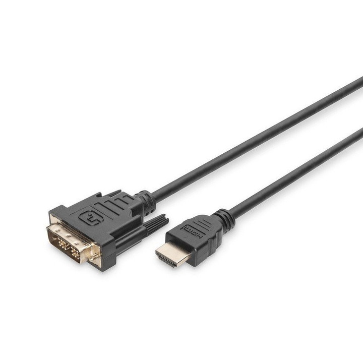 Digitus HDMI adapterkábel Standard 1080p 60Hz FHD típus HDMI A/DVI-D (18+1) M/M fekete 2m