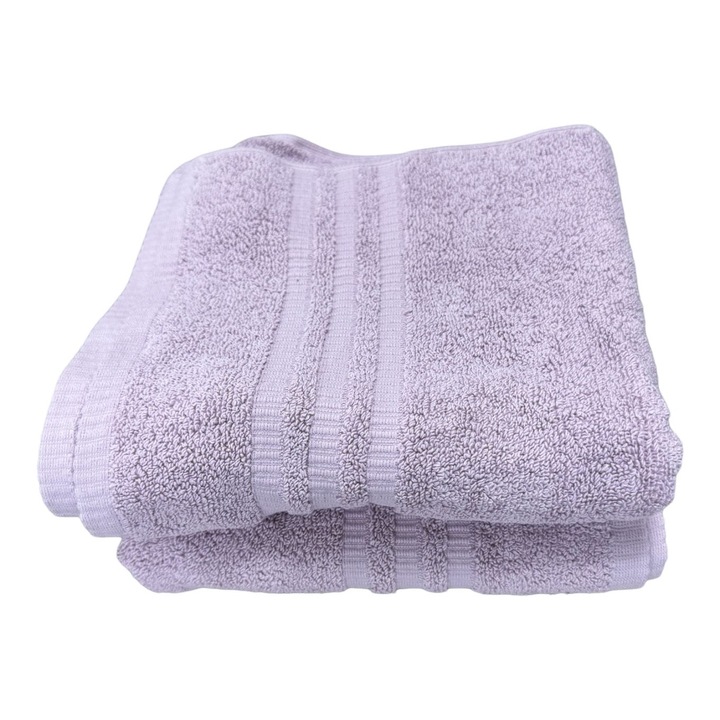 Комплект 2 хавлиени кърпи за баня, Лилави, 50x100, 100% памук