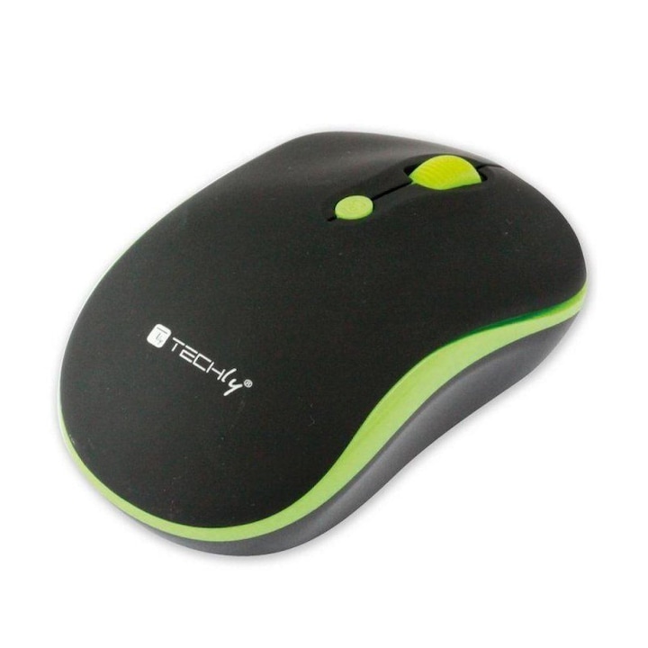 Mouse wireless, Techly, 1600dpi, negru-verde