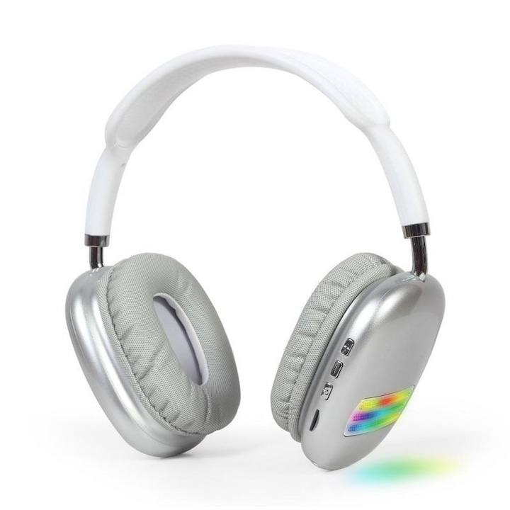 Casti wireless IZMAEL, urechi de pisica LED, Bluetooth 5.0, alb, 183g