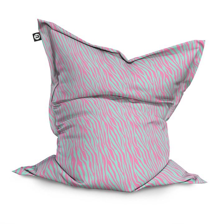 Fotoliu Updeco Puf Bean Bag tip Perna, impermeabil, indoor/outdoor, sac interior, 115 x 150 x 25 cm, Zebra Blue