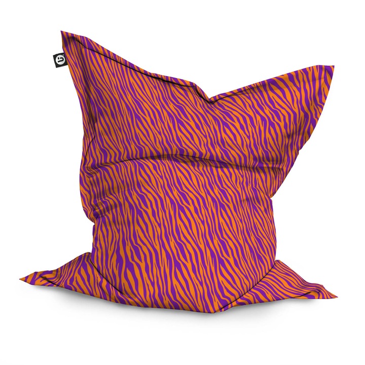 Fotoliu Updeco Puf Bean Bag tip Perna, impermeabil, indoor/outdoor, sac interior, 115 x 150 x 25 cm, Zebra Purple