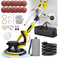 Slefuitor pentru pereti, Folixs®, 1250W, 225mm, turatie reglabila 800-1800rpm, Maner pliabil si retractabil, iluminare LED, sac colector, 12 discuri, Galben