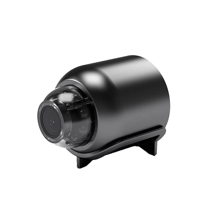 Mini kamera WIFI 4K FULL HD, Hggzeg, kültéri/beltéri, FULL HD 1080p, széles látószög 140°, telefoncsatlakozás, alkalmazásvezérlés, kártya/felhőtárhely, mozgásérzékelő, riasztó, éjjellátó, fekete