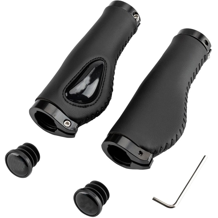 Комплект от 2 кормила за велосипеди, Zggzerg, Ергономичен дизайн, Поглъщане на удари, Устойчив на износване, Вътрешен диаметър 22,2 mm, Кожа, Черен