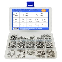 Set Bile Pentru Pentru Rulmenti, Zggzerg, 540 elemente, Anti rugina, 13 dimensiuni, Vine cu cutie de depozitare, Pentru motociclete, biciclete, rotile, mobilier de uz casnic, Otel pentru rulmenti, Argint