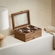 SONGMICS Cutie de ceasuri din lemn masiv, 8 compartimente si sertar bijuterii, 19x27x13cm, nuc rustic+