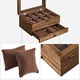 SONGMICS Cutie de ceasuri din lemn masiv, 8 compartimente si sertar bijuterii, 19x27x13cm, nuc rustic+
