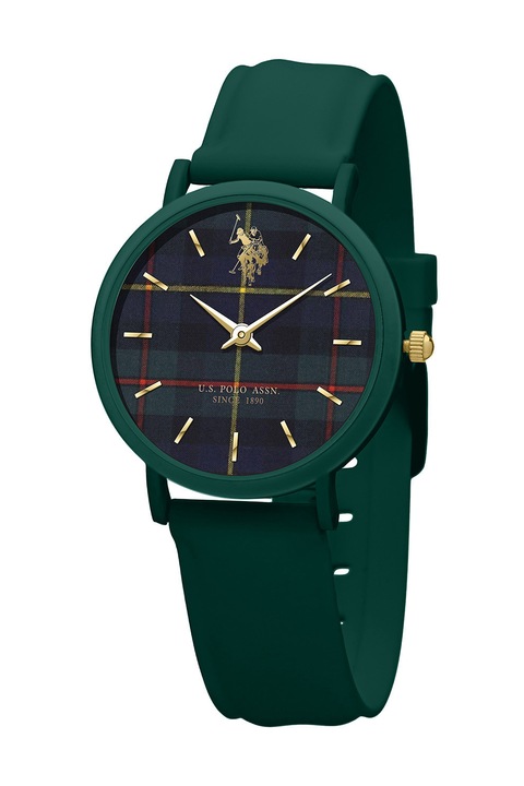 U.S. Polo Assn., Ceas textil cu o curea din silicon, Verde