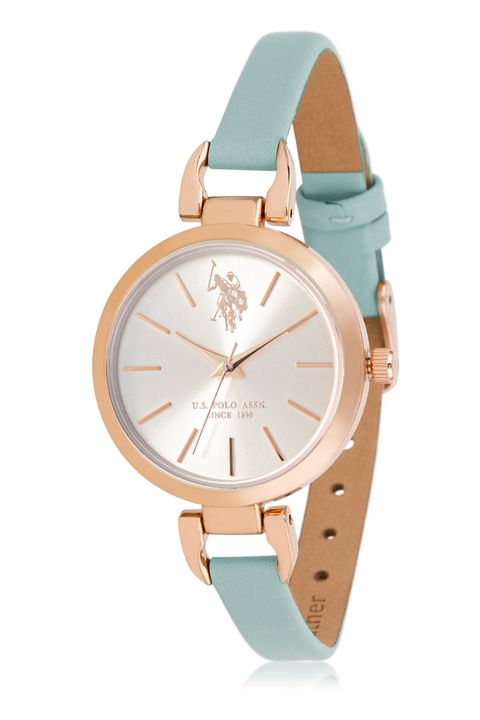 U.S. Polo Assn., Analóg karóra bőrszíjjal, Türkiz