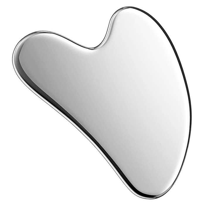 Piatra de Masaj Gua Sha din inox, Usor de Curatat, argintiu