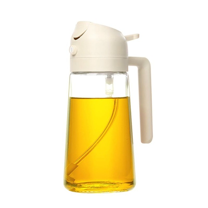 Dispenser cu pulverizator ulei 2 in 1, sticla, transparenta, control precis al uleiului, 500ml