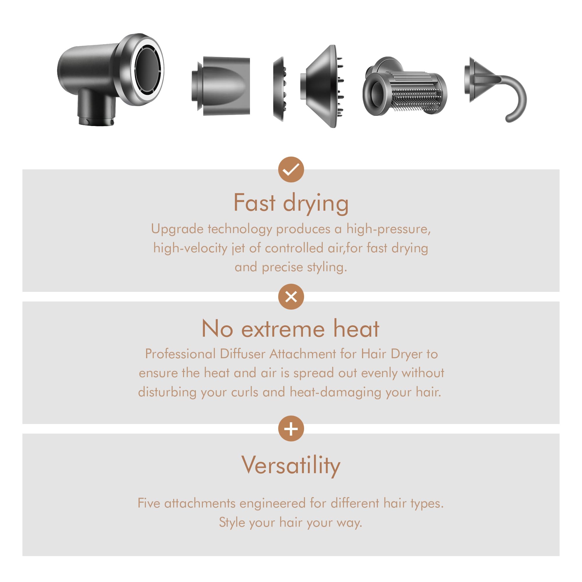 Set difuzor si adaptor HNSMART pentru Dyson Airwrap Styler