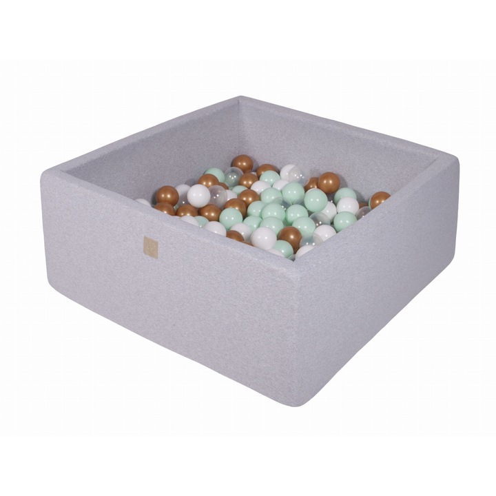 Piscina cu bile MeowBaby, Bumbac, 90x90x40cm, Multicolor, Set 300 bile