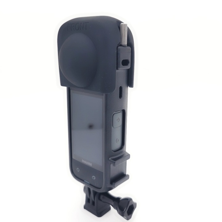 Sistemul de Prindere si Rama/Carcasa de Protectie pentru Insta 360 One X5 X4 cu 2 sloturi pentru blitz si microfon, impreuna cu Husa/Capac de Protectite din Silicon