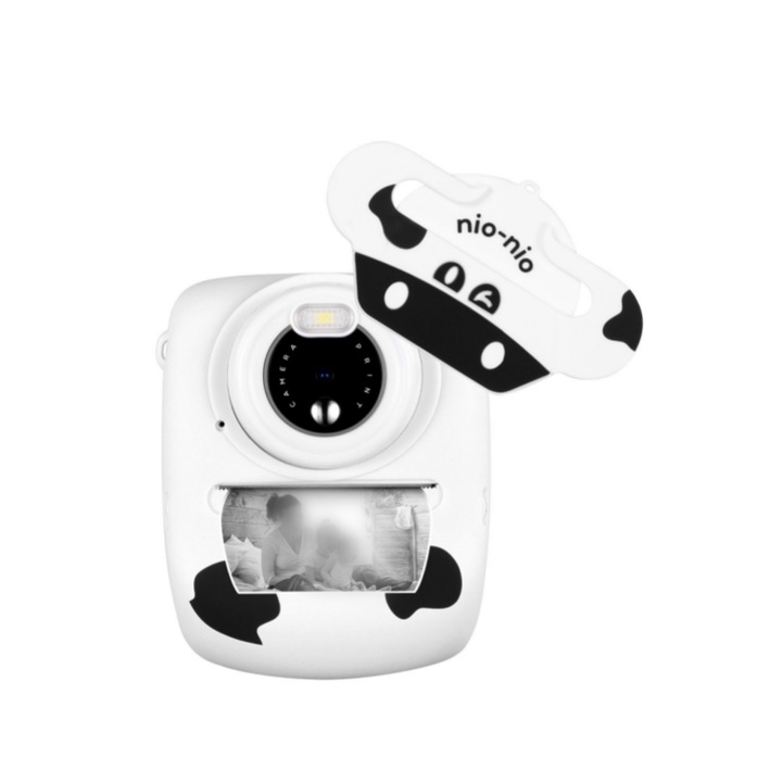 Aparat foto digital, 1080p, include card de memorie de 32 GB, husa de protectie, 2 role de hartie pentru imprimare, stilouri de acuarela, autocolante, ecran de 2, 4 inchi, incarcare USB, alb