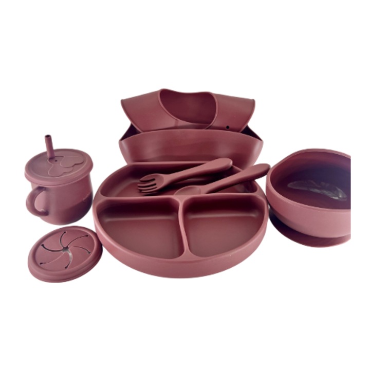 Set 6 Piese Diversificare Mixbo, Silicon, Bej, Visiniu