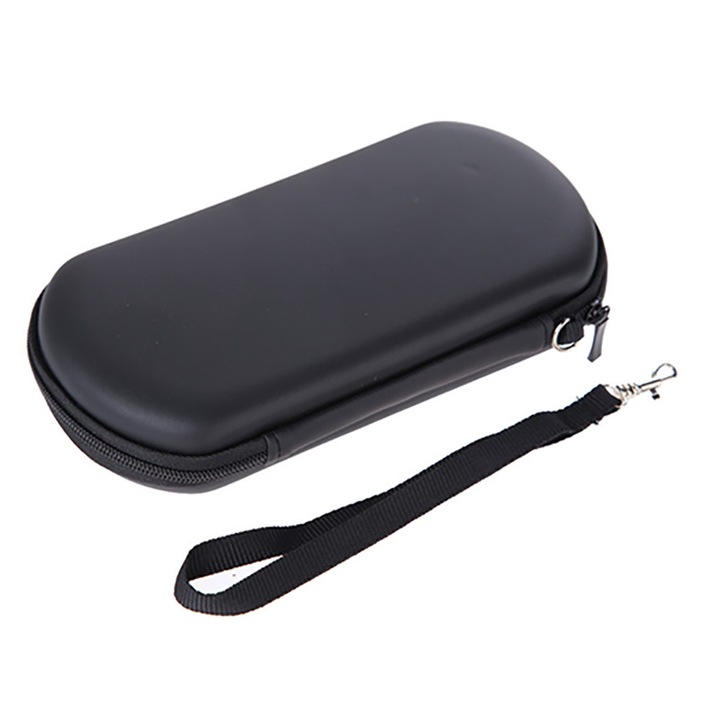 Калъф за Sony Playstation Vita 1000/2000, JENUOS®, с карабинер и вътрешни джобове, 20*10*4CM, удароустойчива EVA твърда чанта, Черен