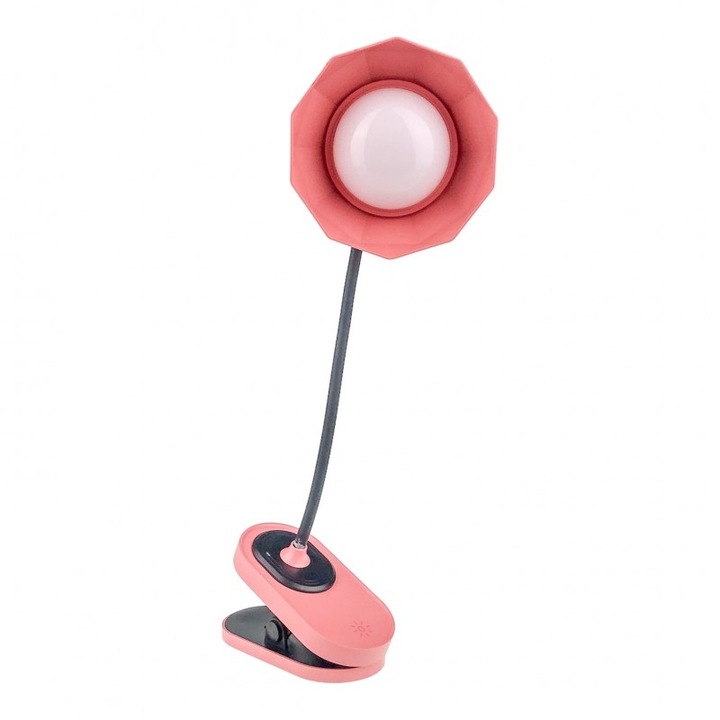 Veioza Margareta cu Led, 3 Tipuri Lumina, Plastic, 13x38cm, Corai