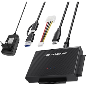 Adaptor USB 3.0 la SATA/IDE 2.5/3.5 inch, GOSTOCK®, 3 in 1, Cu alimentare, Plug and play, Negru deschis