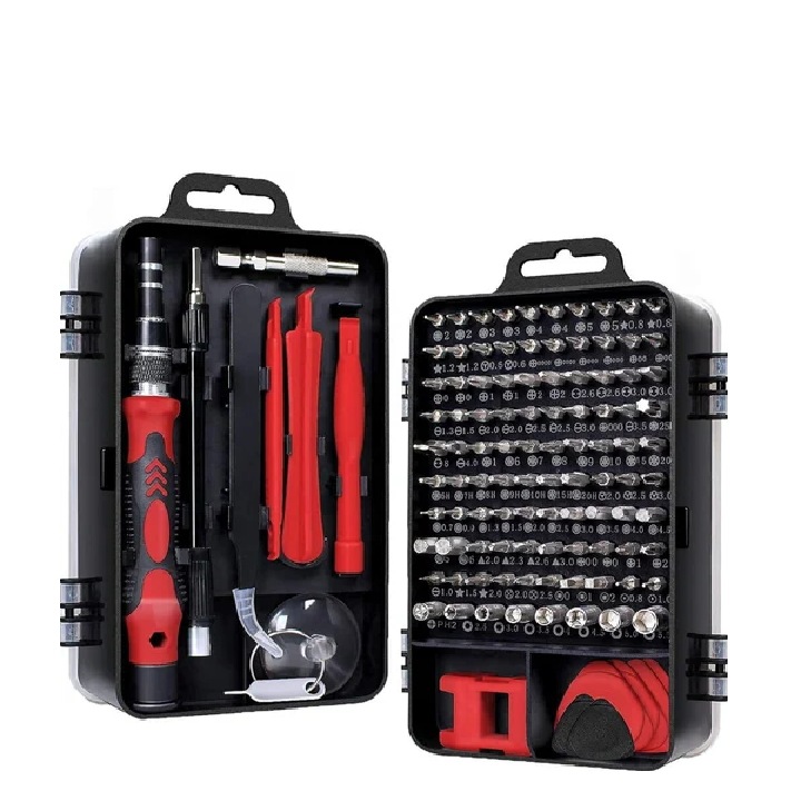 Set Surubelnite de Precizie eBA®, 110 in 1, Material Crom Vanadiu, cu Magnetizor, Ventuza, Penseta, Carcasa cu Doua Fete, pentru Reparatia Dispozitivelor Electronice, Optice, Ceasornicarie