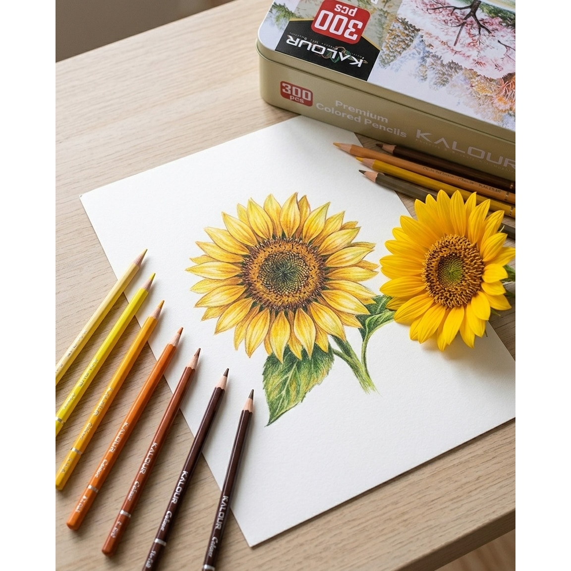 Set Creioane Colorate Kalour Profesionale 300 Bucati Pigment