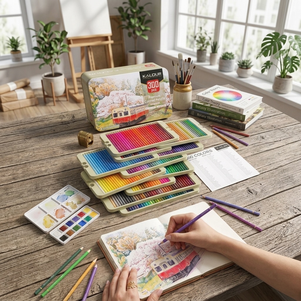 Set Creioane Colorate Kalour Profesionale 300 Bucati Pigment
