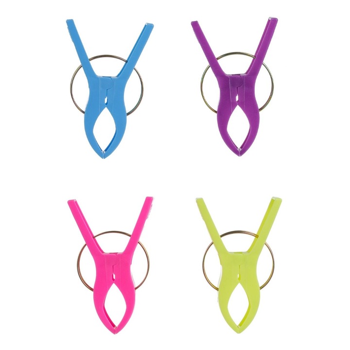 Set 12 clesti mari pentru prinderea prosopului pe sezlong Shopiens®, multicolor