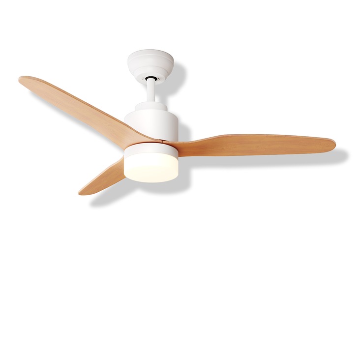 Ventilator LED de tavan cu telecomanda, Temporizator, Silentios, 3 Pale, 3 viteze