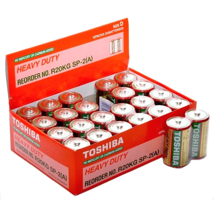 Set 24 Baterii R20, D, Zinc, 1.5V, Toshiba
