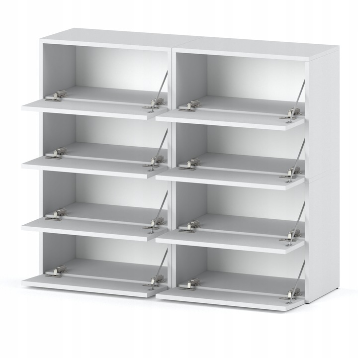 Шкаф за обувки, Stiv-Meble, HIT, 4SNBH_BMBM, 120x38x100 cm, 8 отделения, Ламинирано, ПДЧ, Бяло
