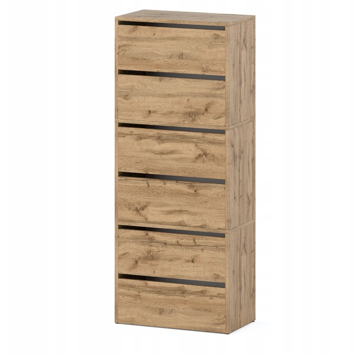 Pantofar, Stiv-Meble, HIT, 3SNBH_WOWO, 60x38x150 cm, 6 Compartimente, Manopera de inalta calitate, Atentie la detalii, Constructie robusta, 6 Compartimente, Asamblare: mobilier de auto-asamblare, PAL, Wotan