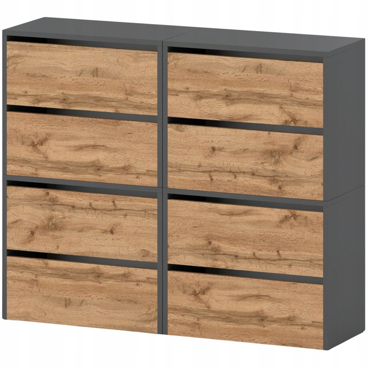 Pantofar, Stiv-Meble, HIT, 4SNBH_SZMWO, 120x38x100 cm, 8 Compartimente, Manopera de inalta calitate, Atentie la detalii, Constructie robusta, 8 Compartimente, Asamblare: mobilier de auto-asamblare, PAL, Gri mat/Wotan