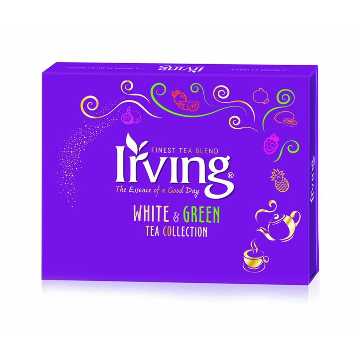 Set ceaiuri Irving, White and Green, 6 Arome, 30 plicuri