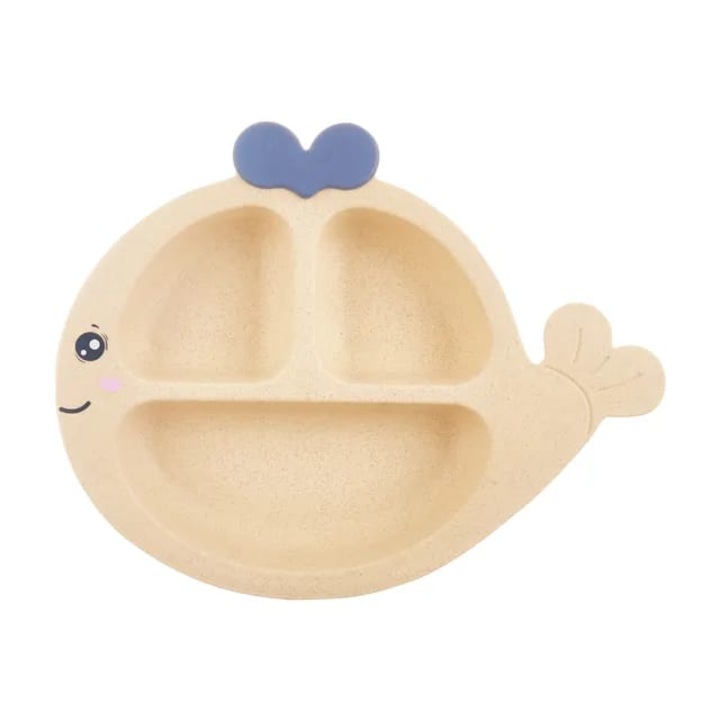 Farfurie pentru bebelusi, Chi Chi, paie de grau, model balena