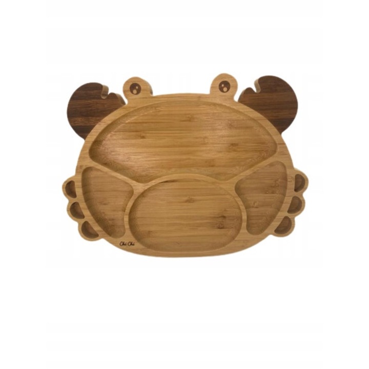 Chi Chi Krab gyerektányér, ökológiai bambusz, bézs tapadókoronggal, rekeszes