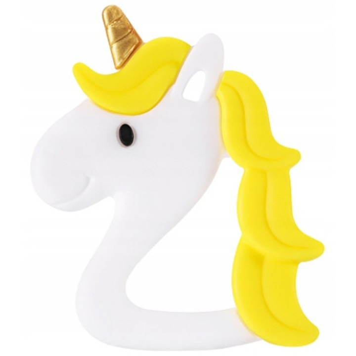 Jucarie pentru dentitie Chi Chi, unicorn, silicon, galben