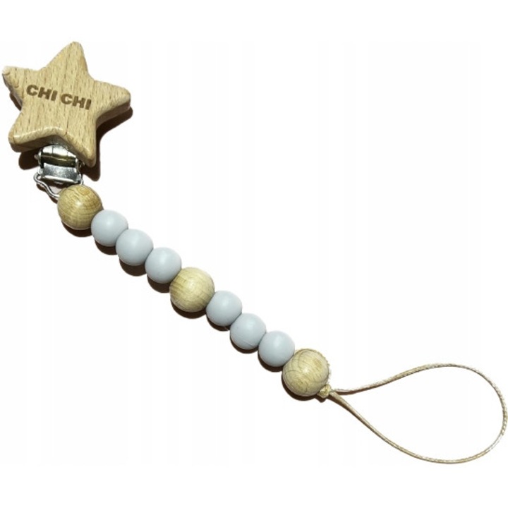 Lant pentru suzeta, Chi Chi, lemn, 20 cm, multicolor