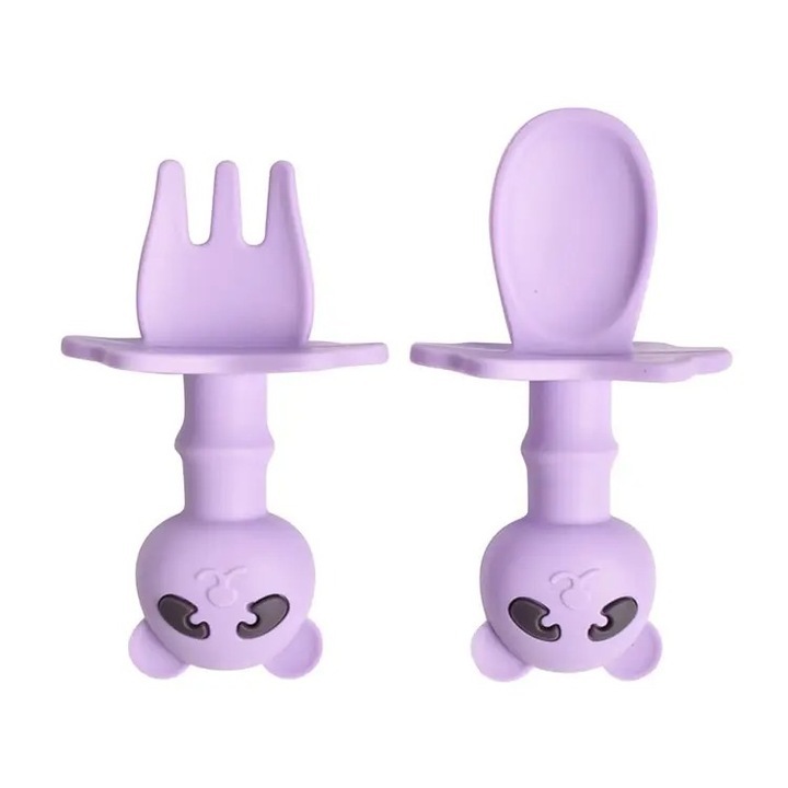 Evőeszközkészlet babáknak Chi Chi PANDA, szilikon, lila