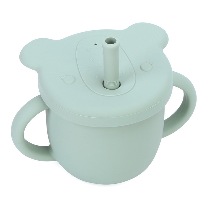 Canuta bebe, Chi Chi, silicon, cu maner, verde, 13.7x9cm