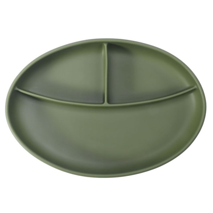 Farfurie pentru copii, Chi Chi, cu ventuza, silicon, verde