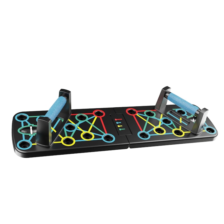 Placa fitness pentru flotari, pliabila cu manere corzi elastice, Push Up Board