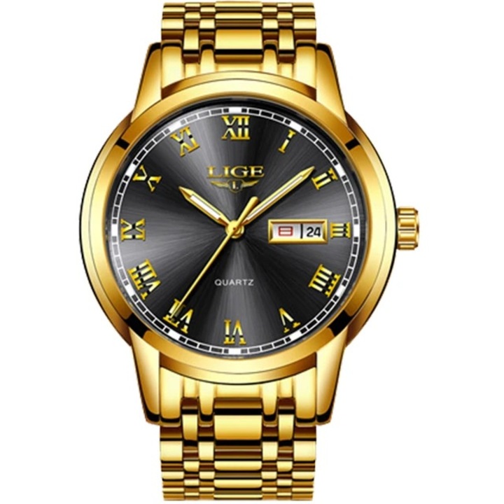 Ceas dama de mana Lige Luxury Elegant Casual Fashion Analog Quartz Auriu