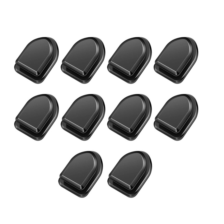 Set 10 Agatatori cu lipici, BOMSTOM, autoadezive, din plastic, de lunga durata, pentru autoturisme, acasa sau la birou, negru, 3x2 cm