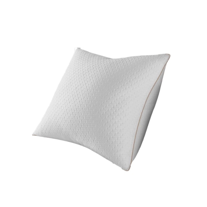 Perna BedStory 60 x 60 cm, cu husa detasabila din fibra de poliester, anti-acarieni, hipoalergenica, confortabila, moale si respirabila, Alb