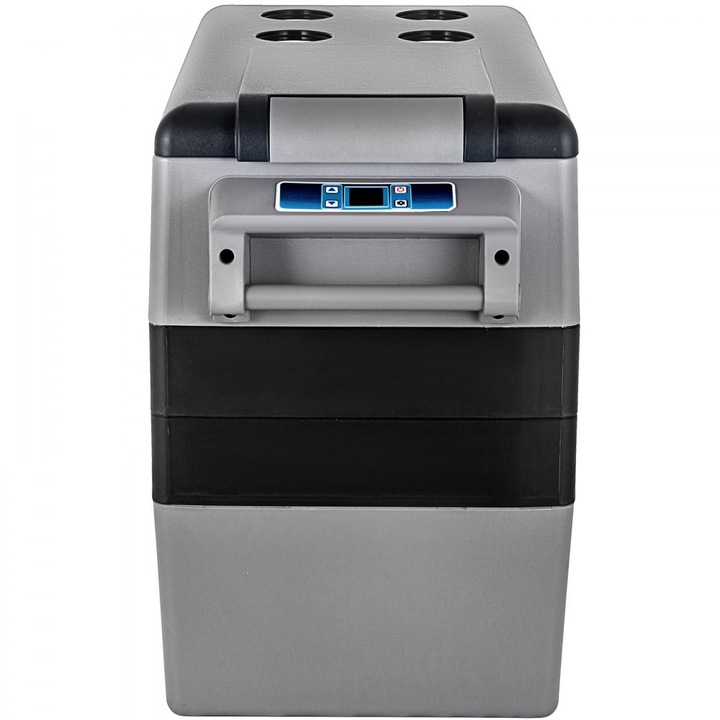 Lada Frigorifica Portabila, 55 Litri, 60W, 12V/24V DC, 2 Compartimente, 53 x 34.5 x 69 cm, Gri