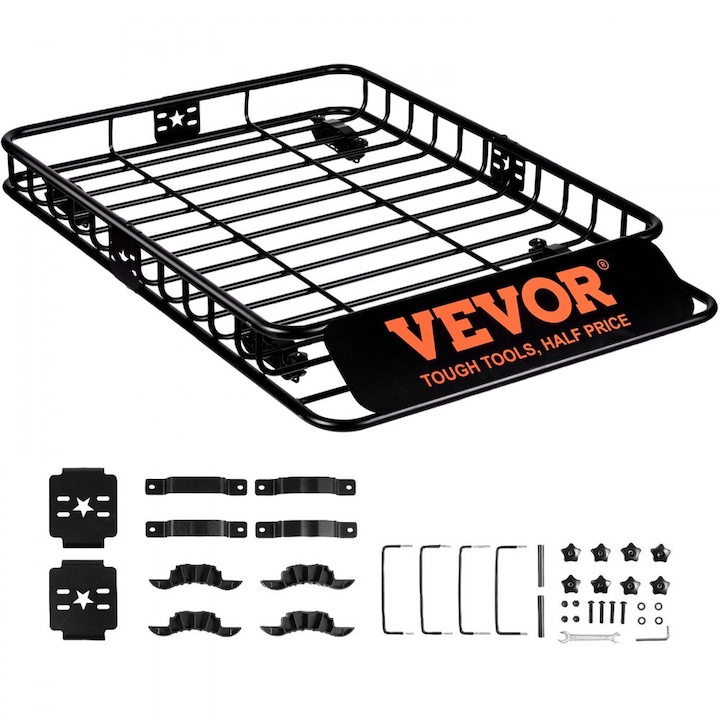 Portbagaj Plafon, Capacitate 91 Kg, 117.5 x 91.5 x 11.4 cm, din Otel, Negru