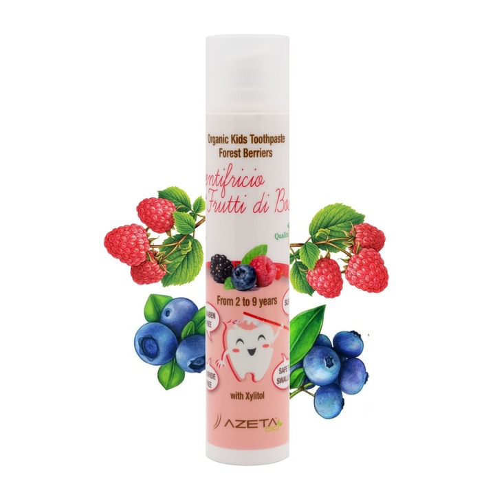 Органична паста за зъби за деца 2-9 години, 50 мл, Азета Био